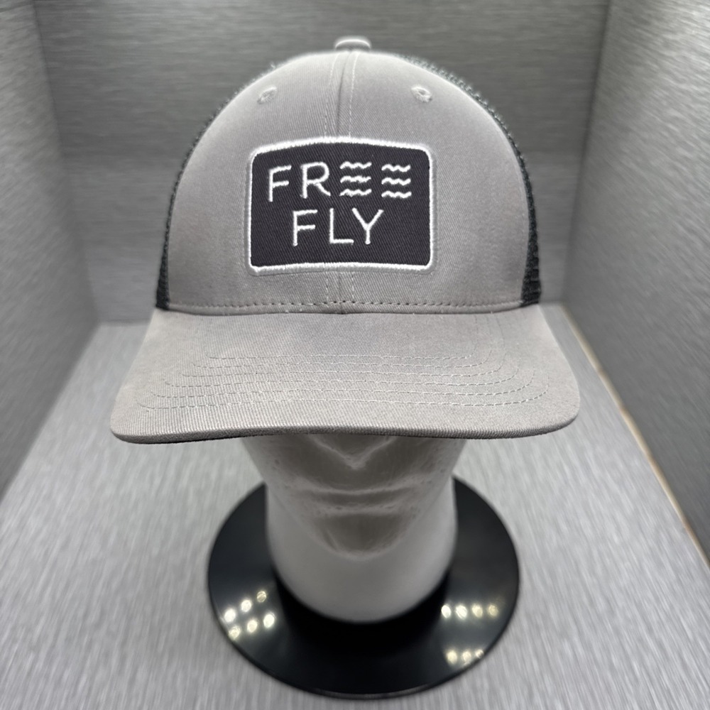 Free Fly Gray Trucker Hat Adjustable Snapback Mesh Outdoor‎ Fishing Cap